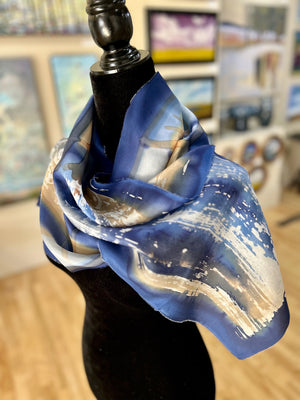 Batik Scarf - Indigo, White & Tan