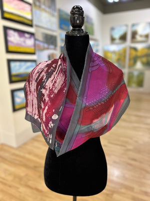 Batik Scarf - Grey & Merlot
