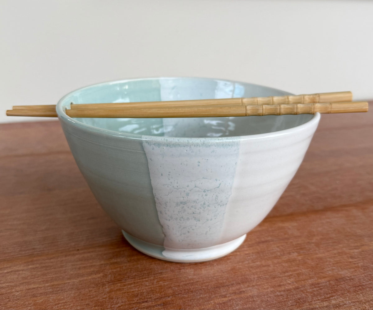 Noodle Bowl - Sea Glass & White