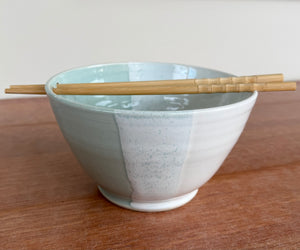 Noodle Bowl - Sea Glass & White