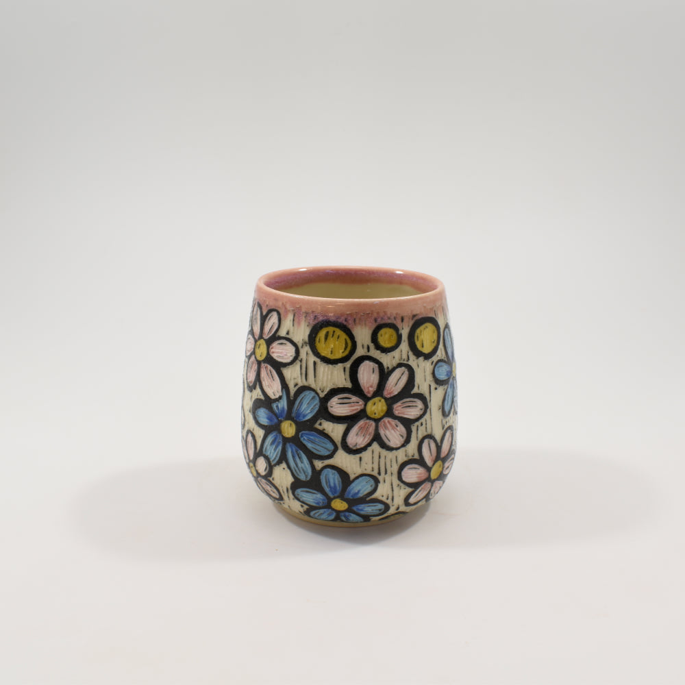 Tumbler, short - Rainbow Daisy, Pink