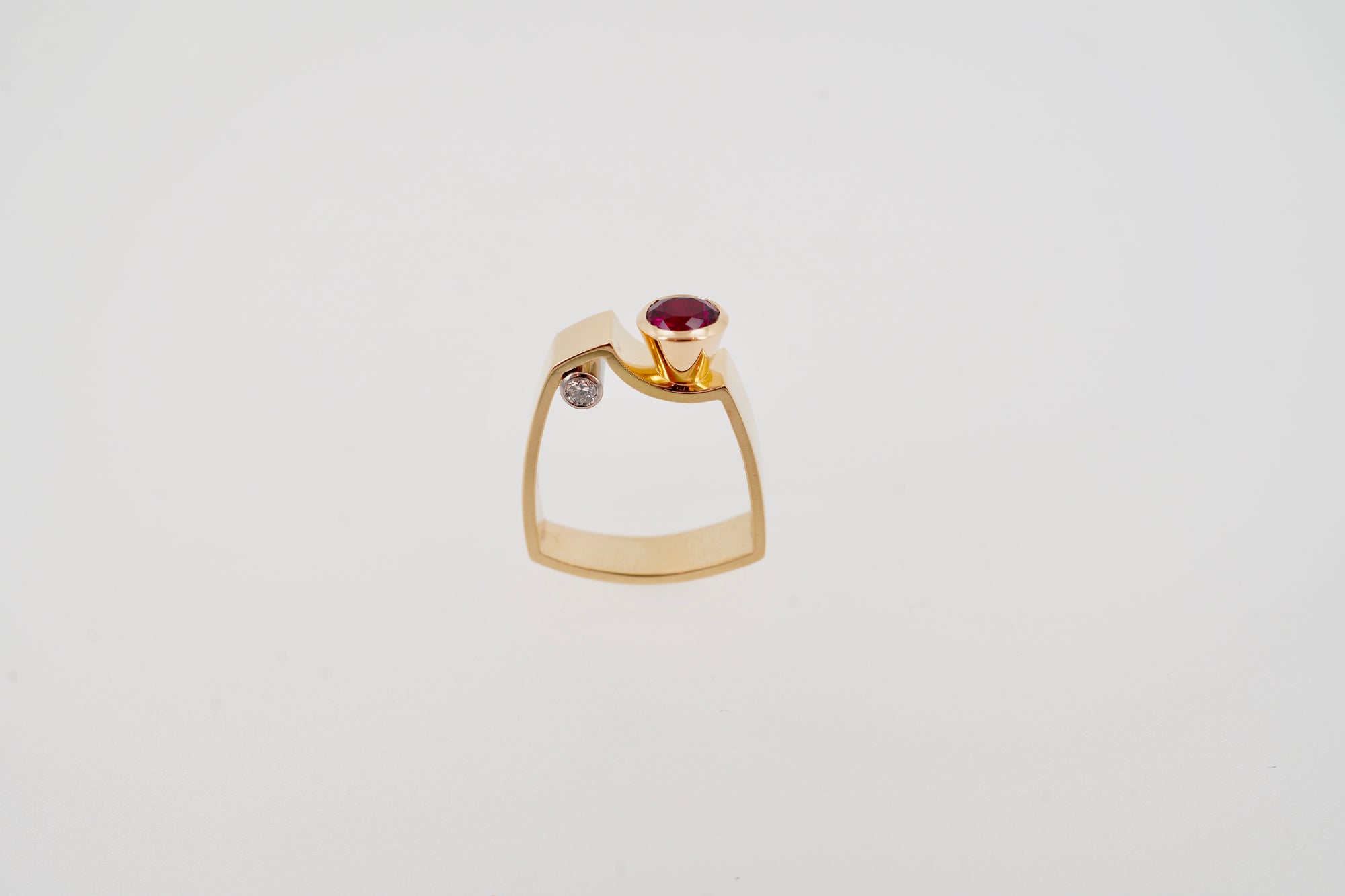 Rubellite & Gold Ring with Diamonds