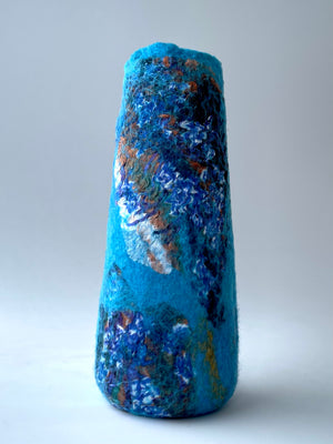 Felted Vase - Blue Silk 2