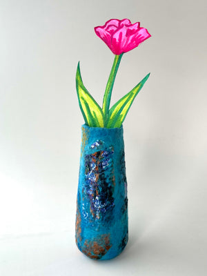 Felted Vase - Blue Silk