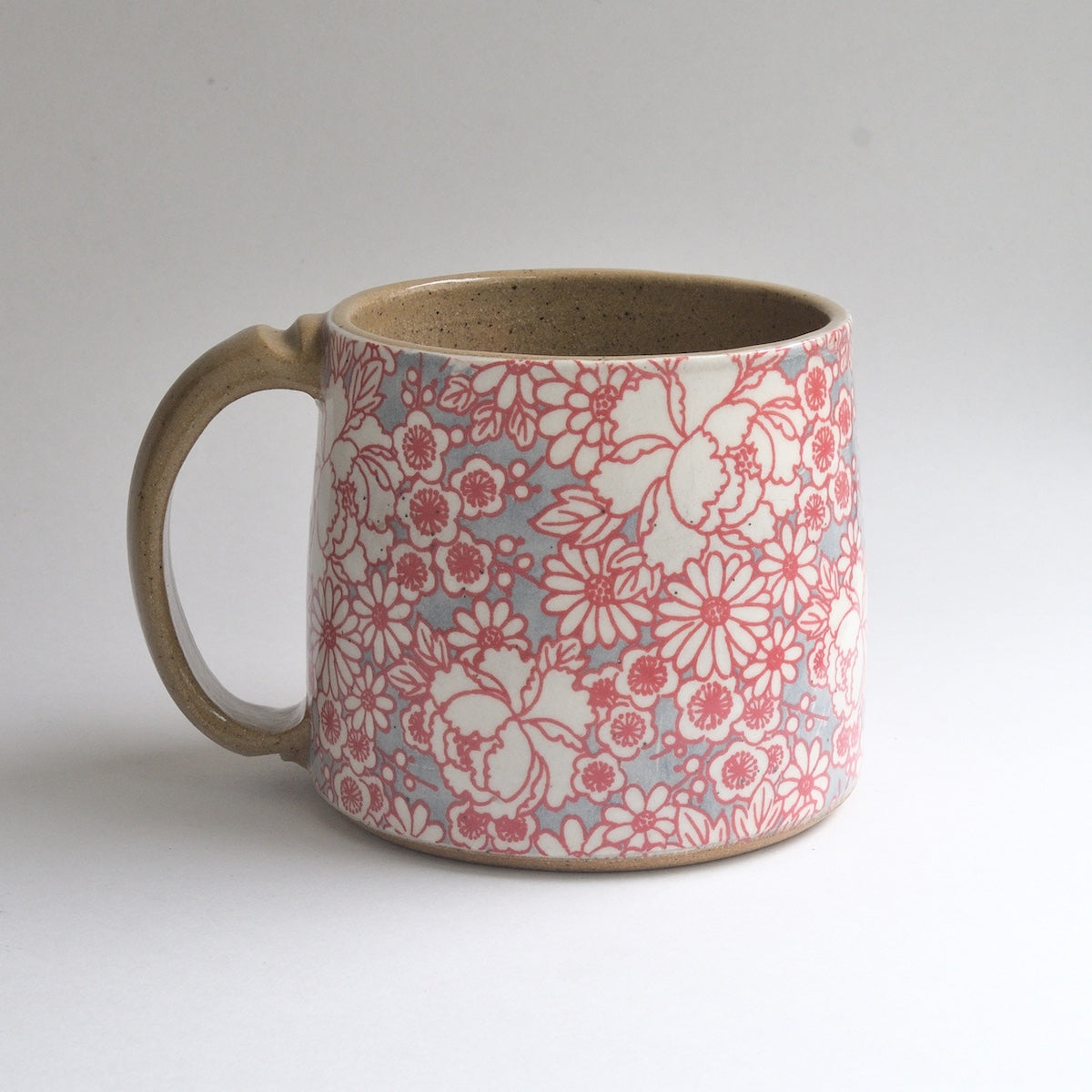 Rustic Short Mug - Grey Peony
