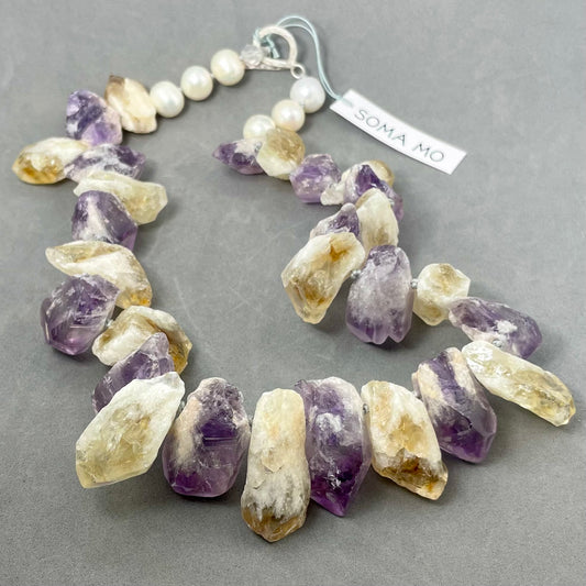 Raw Amethyst & Citrine Necklace