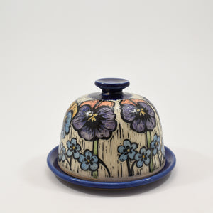 Butter Dish - Pansy, Cobalt