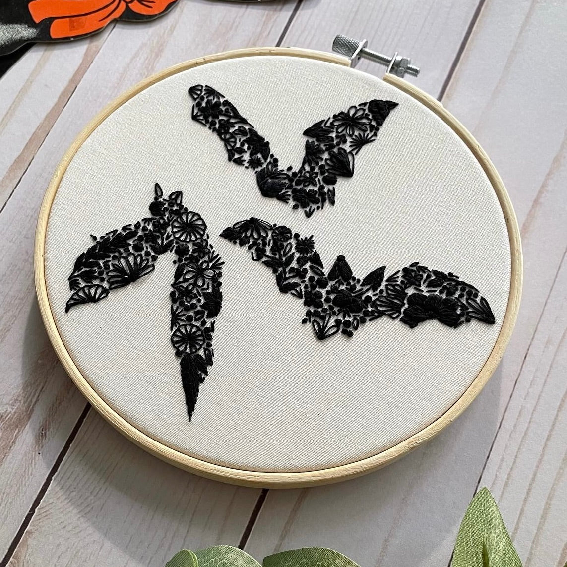 Floral Bat Embroidery Kit