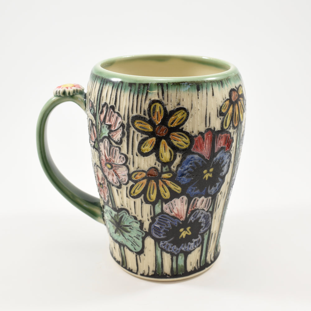 Lg Mug - Spring flower, green