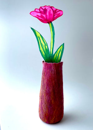 Felted Vase - Burgundy Silk