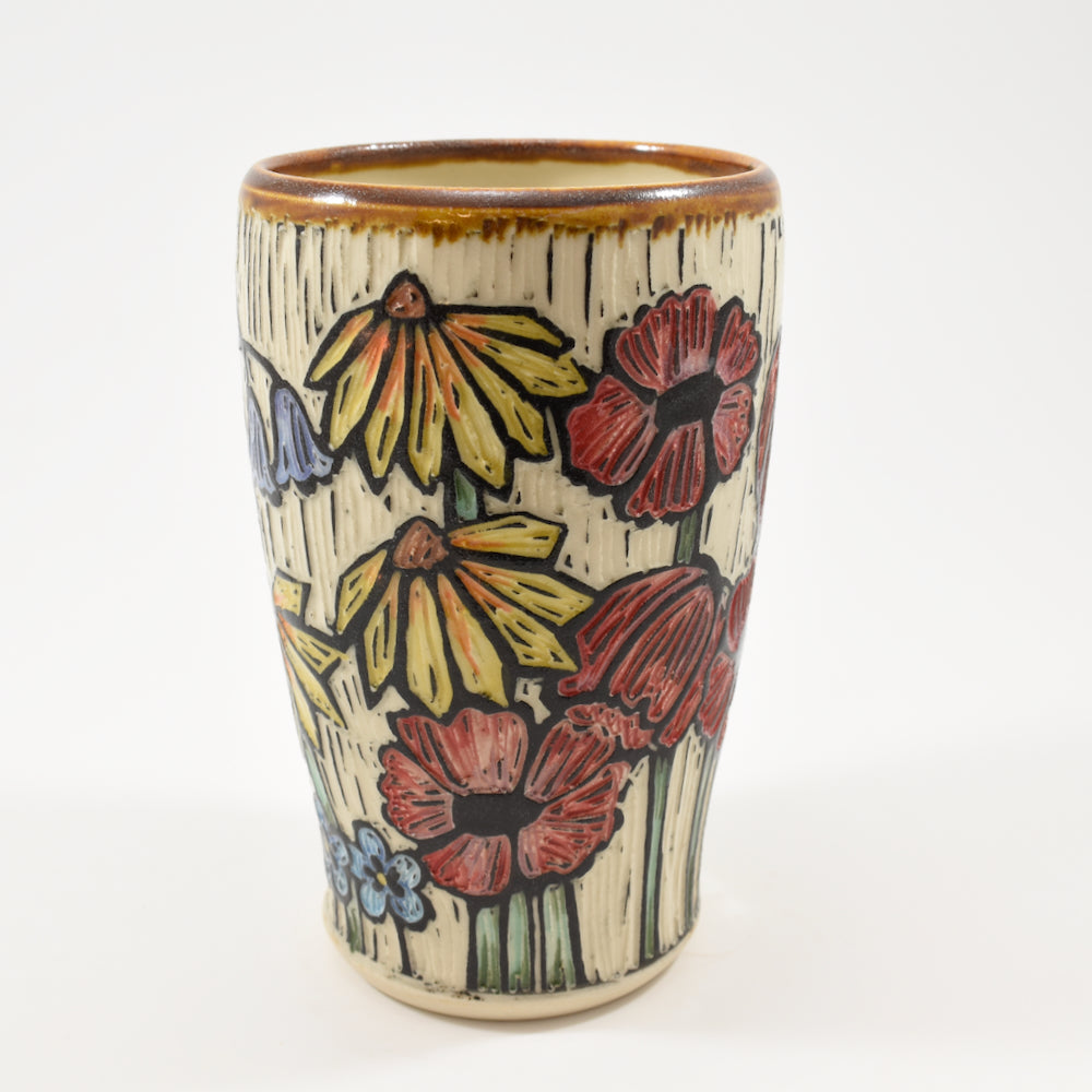 Tall Tumbler - Spring flowers, amber