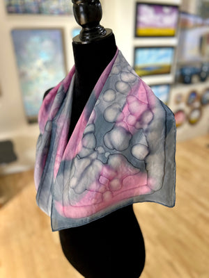 11" x 60" Silk Scarf - Grey & Pink