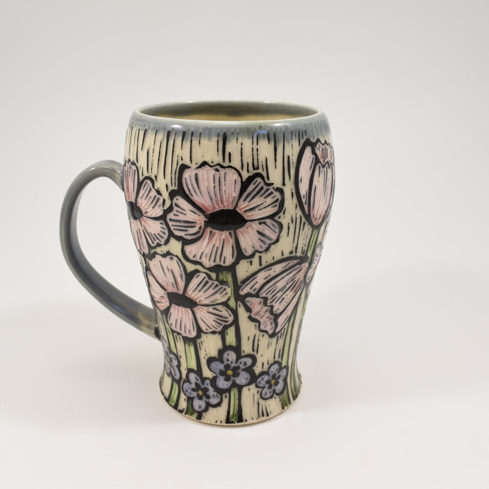 Mug Spring Flowers - Light Blue (Tall)