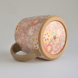 Rustic Medium Mug - Pink Florals and Butterflies