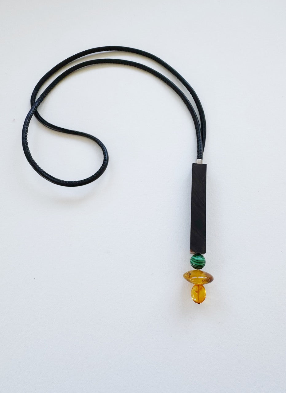Amber, Turquoise & Ebony Necklace