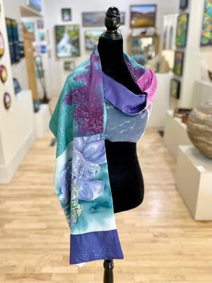 Pieced Scarf with Orchid (Teal + Blue)