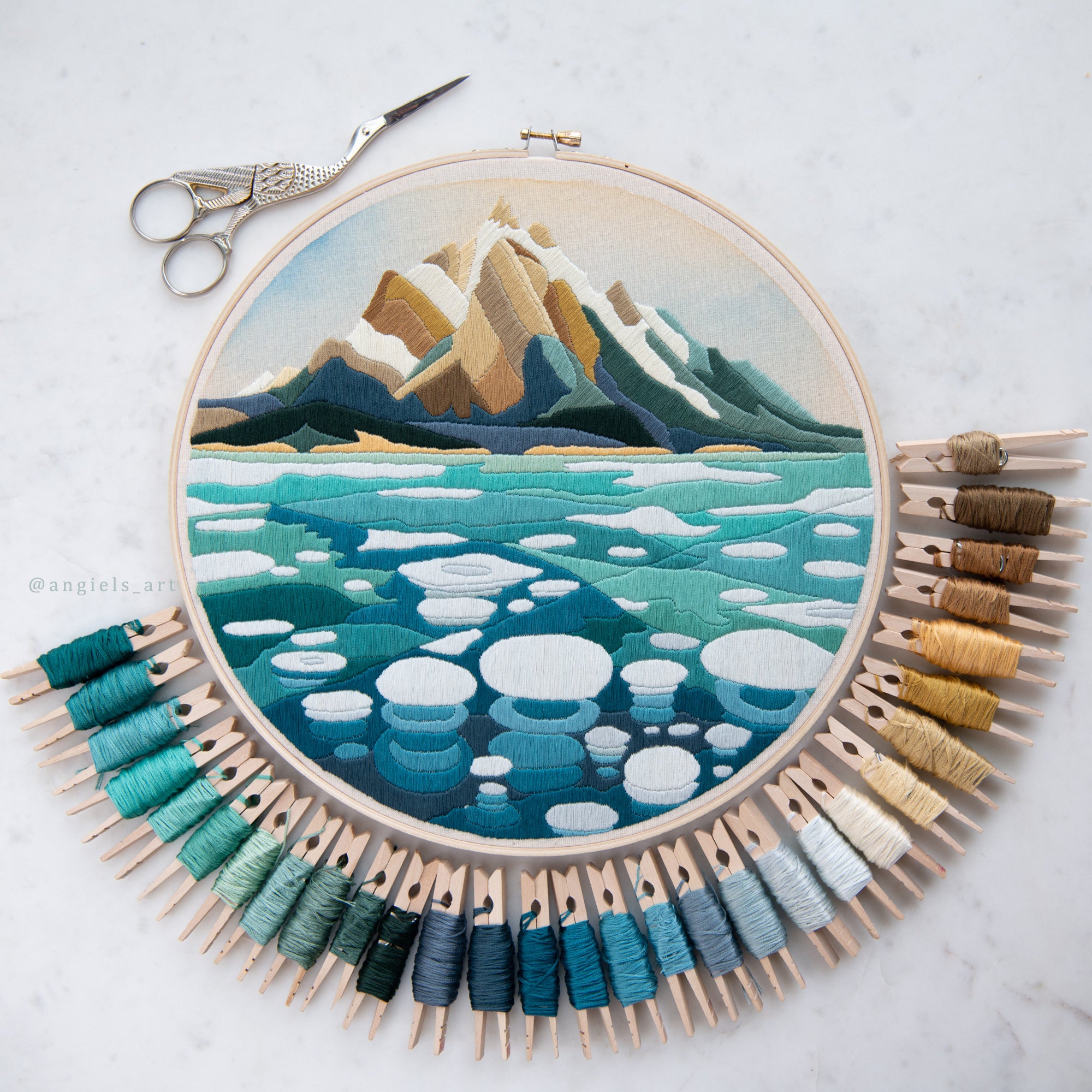 Abraham Lake Completed Embroidery