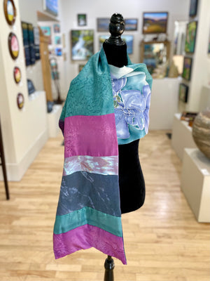 Pieced Scarf with Orchid (Teal + Blue)