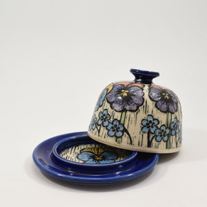Butter Dish - Pansy, Cobalt