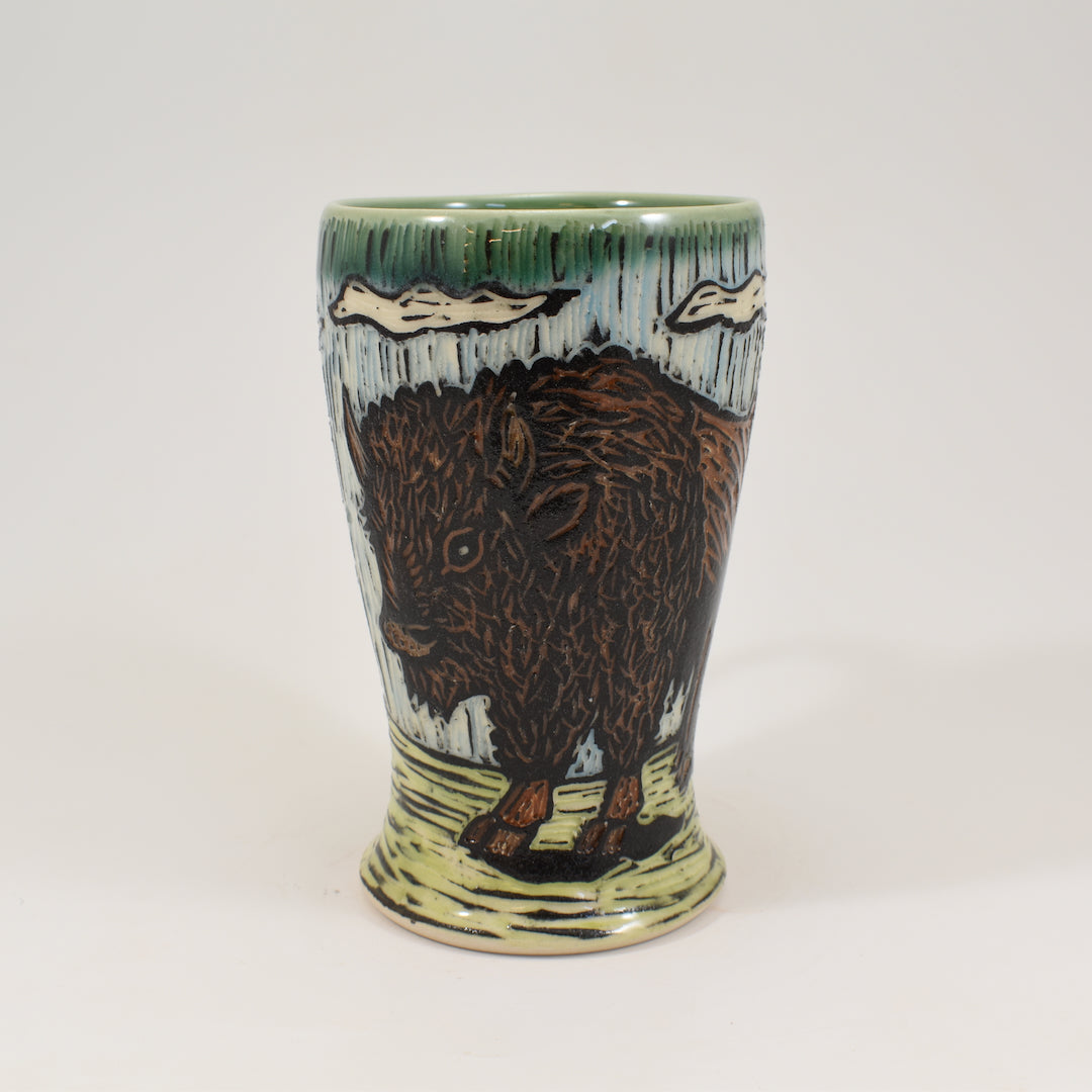Tall Mug - Bison, Green