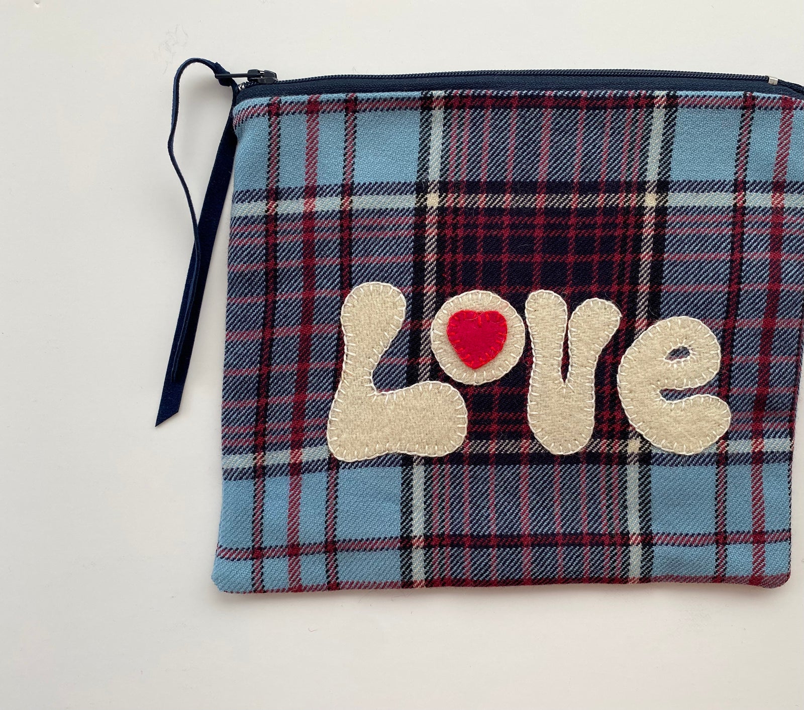 Blue Plaid Love Pouch