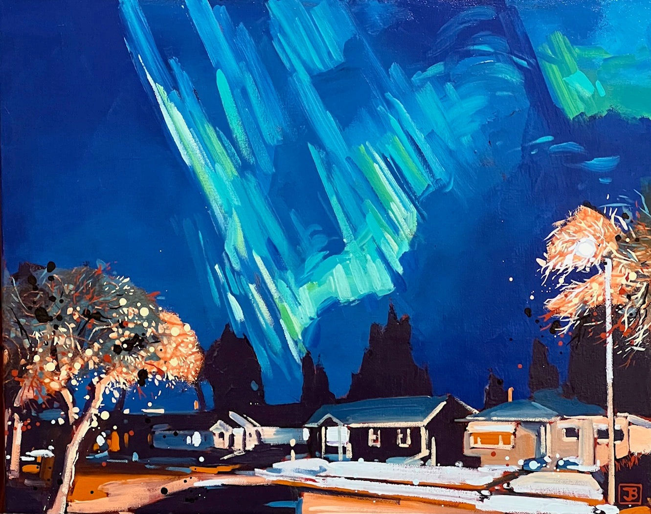 northern lights above our street