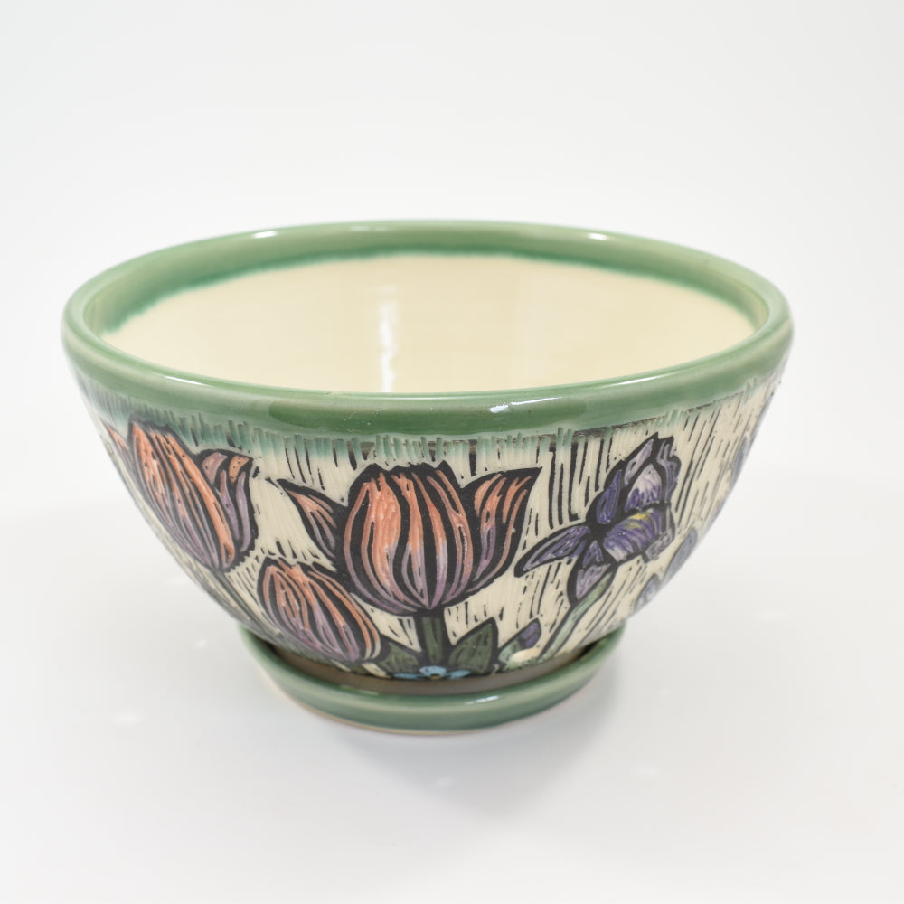 Berry Bowl - Spring flowers, green