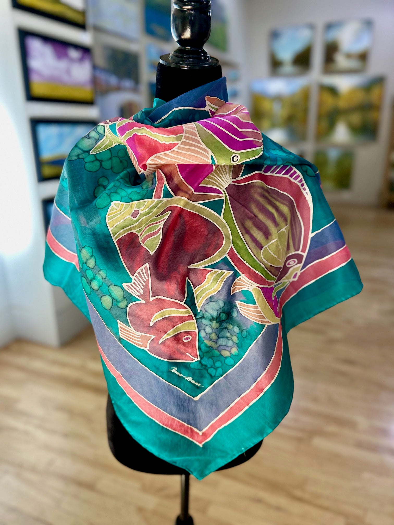 Batik Scarf - Colourful Fishes