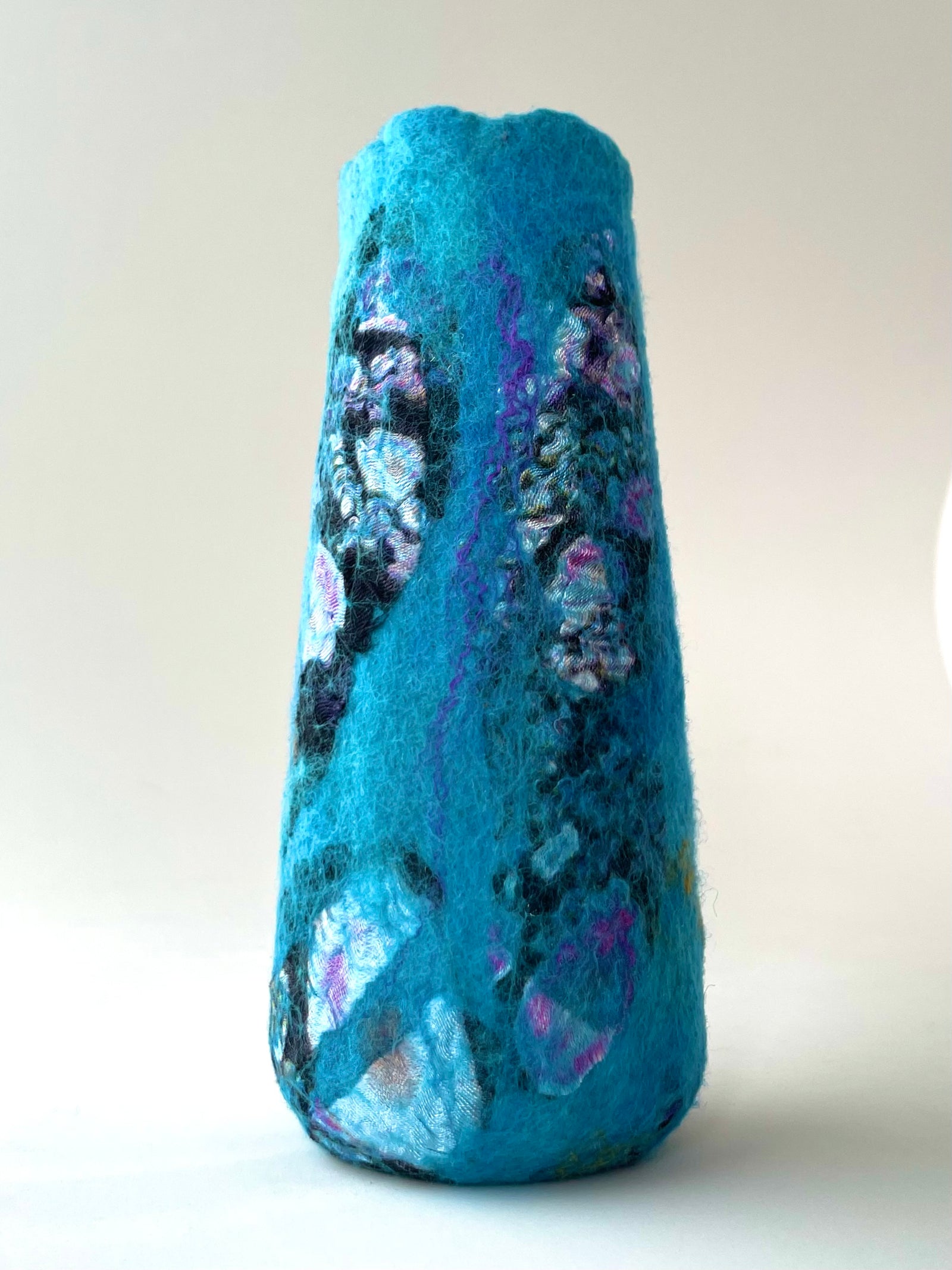 Felted Vase - Blue Silk