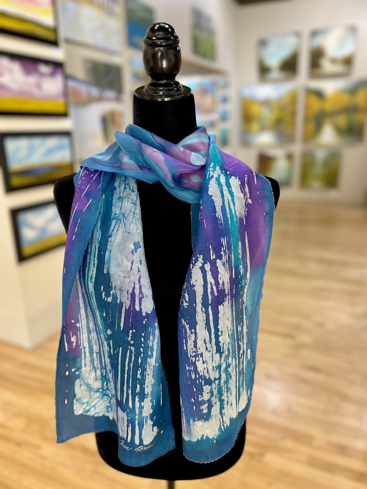 Batik Scarf - Heather Blue & Purple