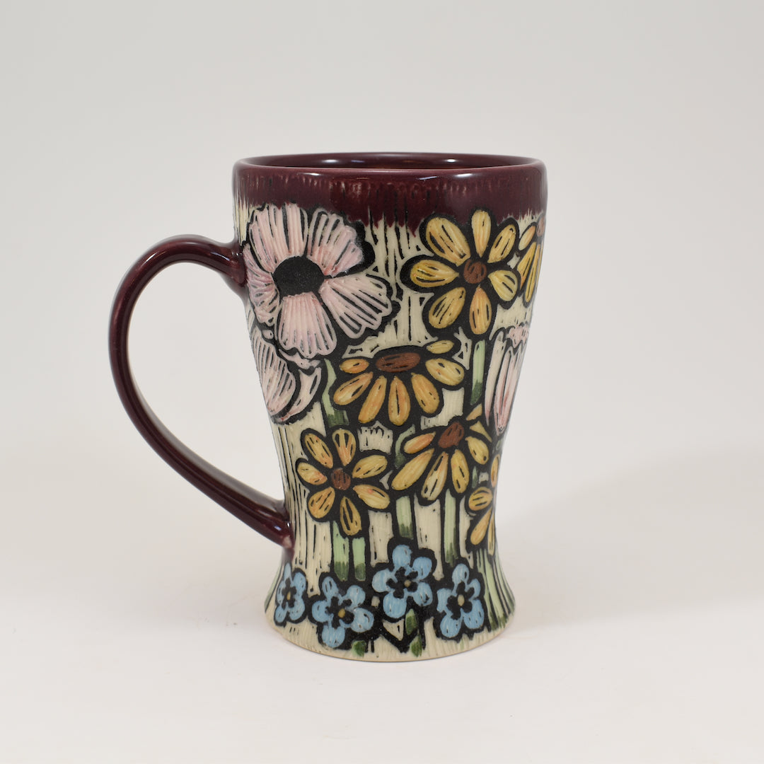 Tall Mug - Spring Flowers, Purple