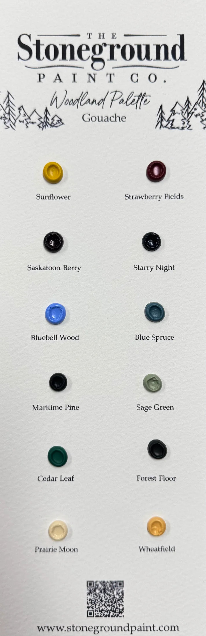 Woodland Gouache - 12 Dot Card w/Brush