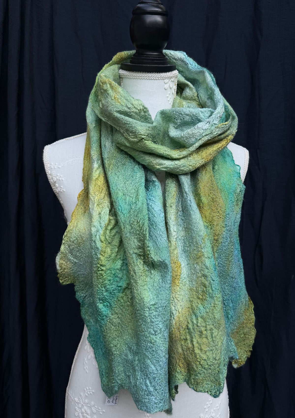 Scarf - Mermaid Green Silk Nuno Felt
