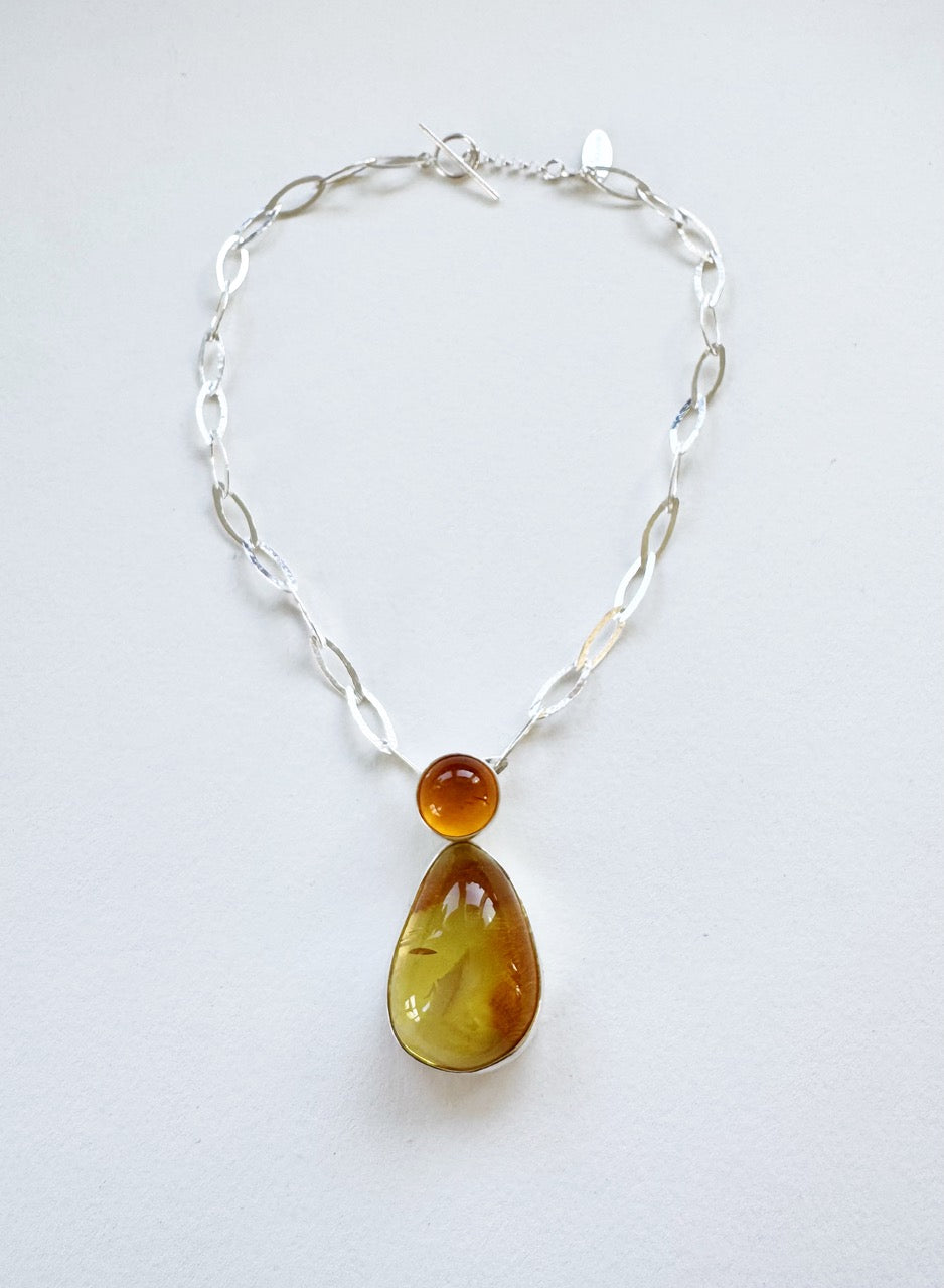 Amber & Silver Necklace