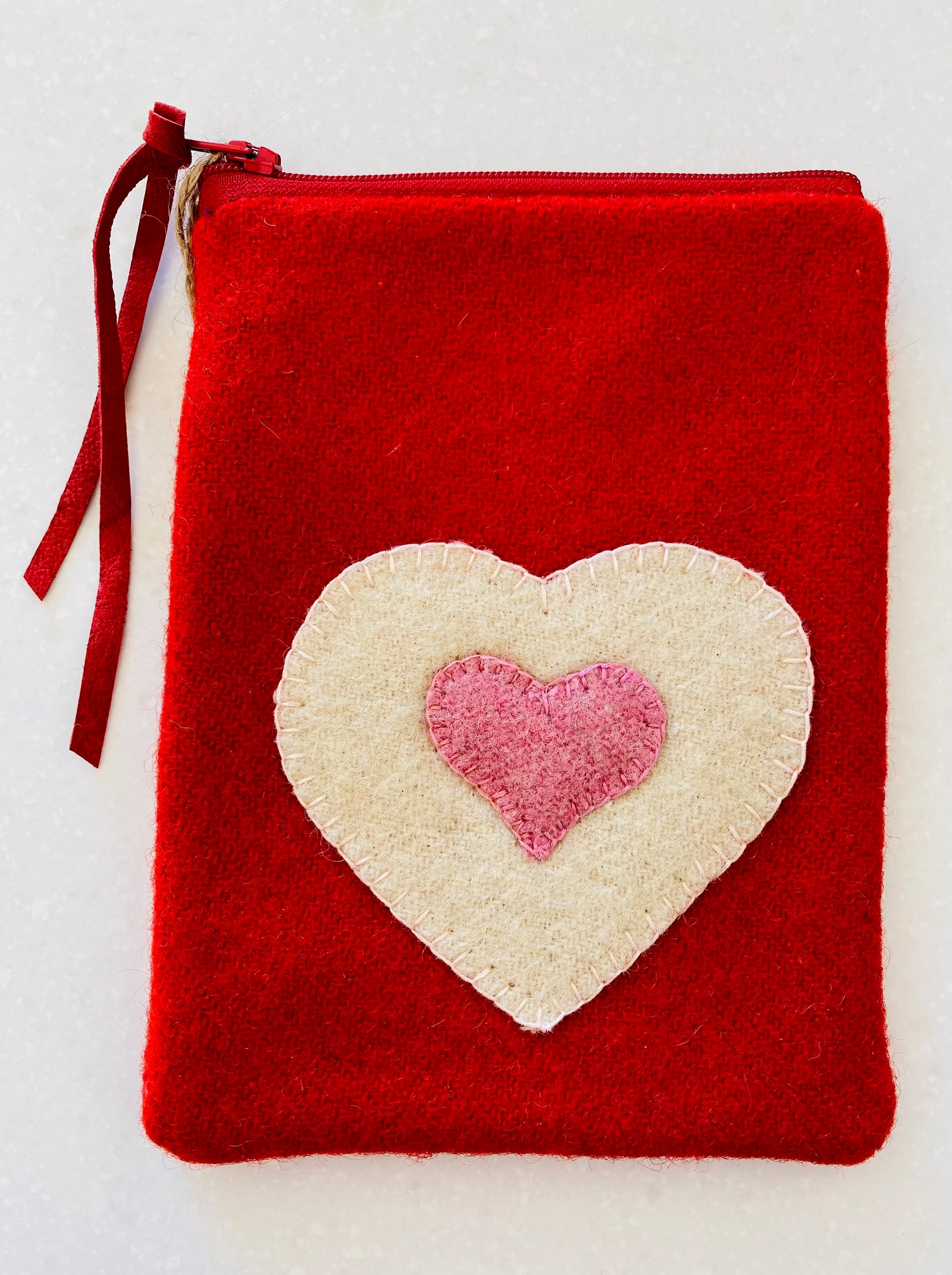 Medium Pouch - Red with White Heart