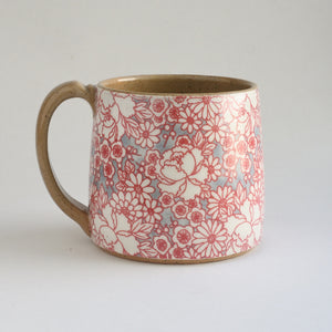 Rustic Medium Mug - Grey & Pink Peony