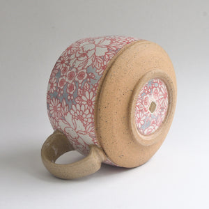 Rustic Round Mug - Grey Peony