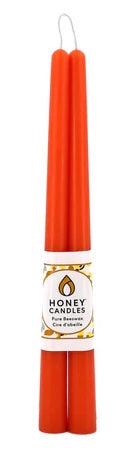 Pair of Beeswax 12" Taper Candles - Tangerine