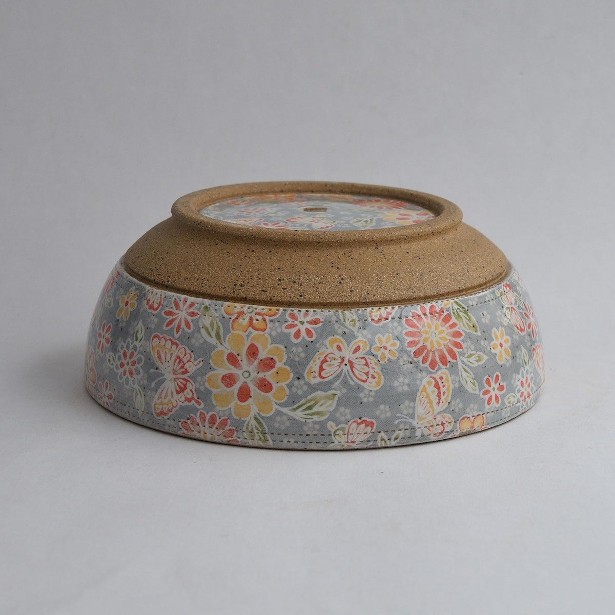 Rustic Comfort Food Bowl - Grey Florals and Butterflies