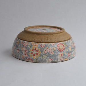 Rustic Comfort Food Bowl - Grey Florals and Butterflies