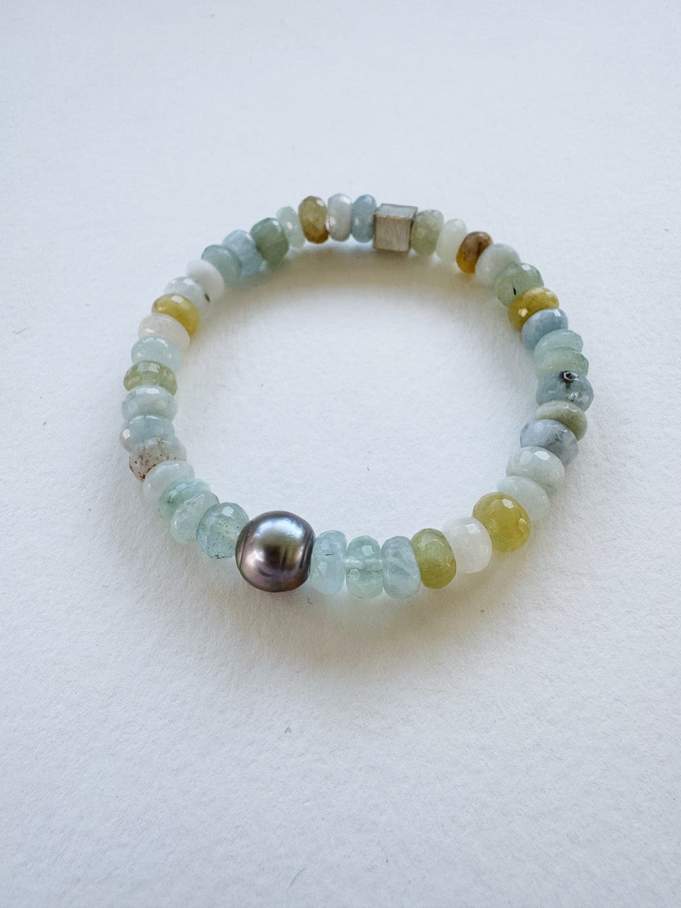 Aquamarine & Aubergine Freshwater Pearl Bracelet