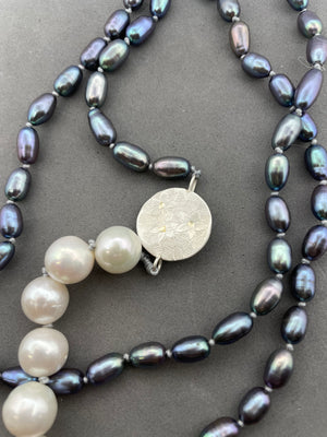 Necklace- Pearls, Fine Silver Piece