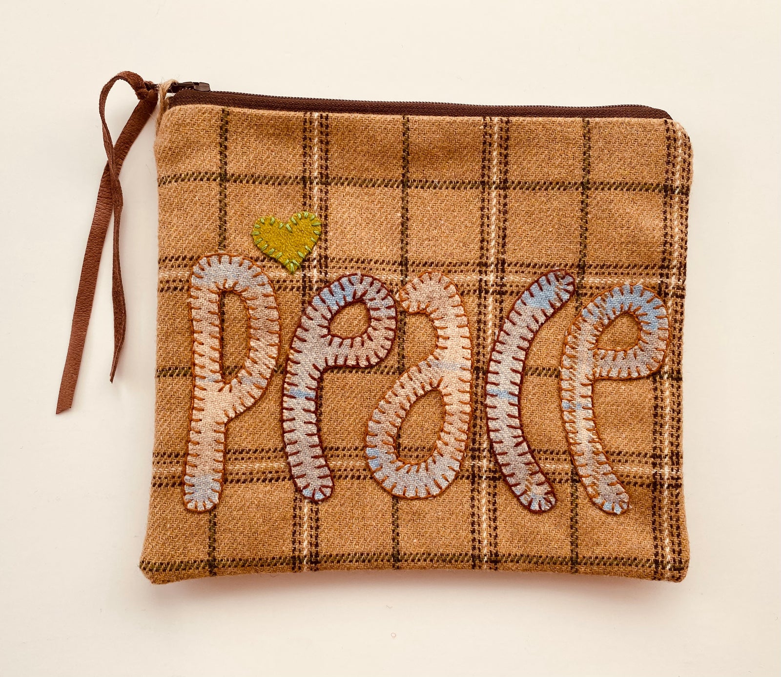 Peace Pouch - Brown Plaid