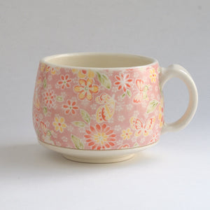 Round Mug - Pink Florals and Butterflies