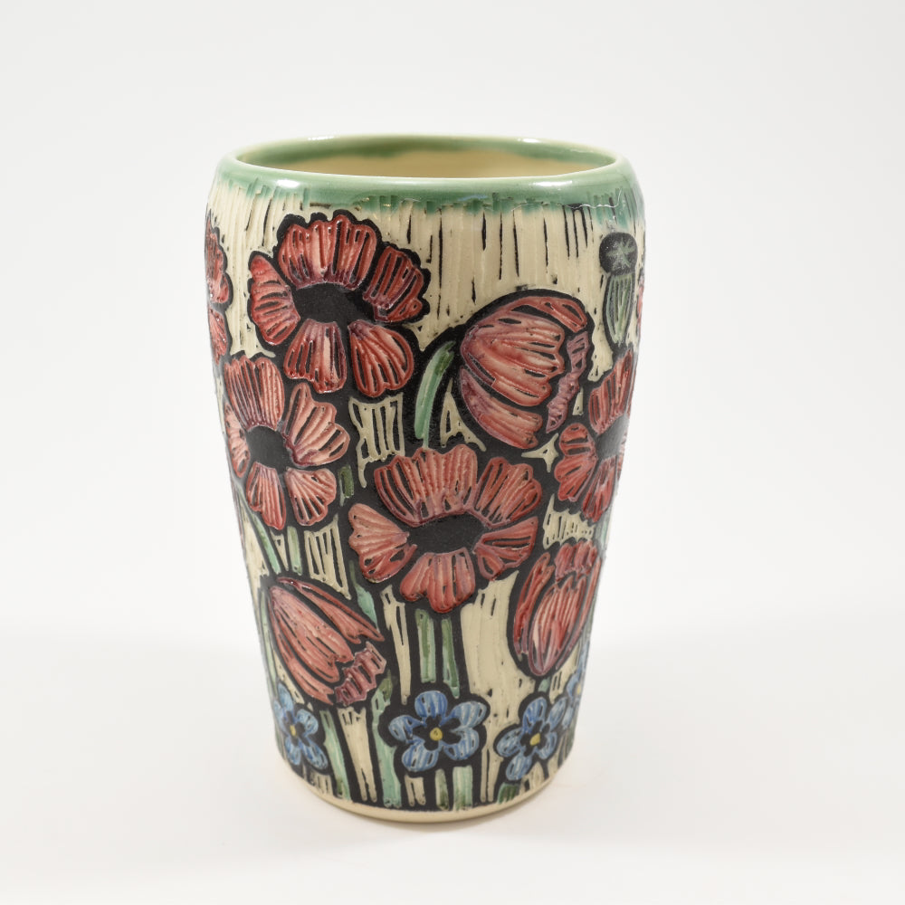 Tall Tumbler - Spring flowers, green