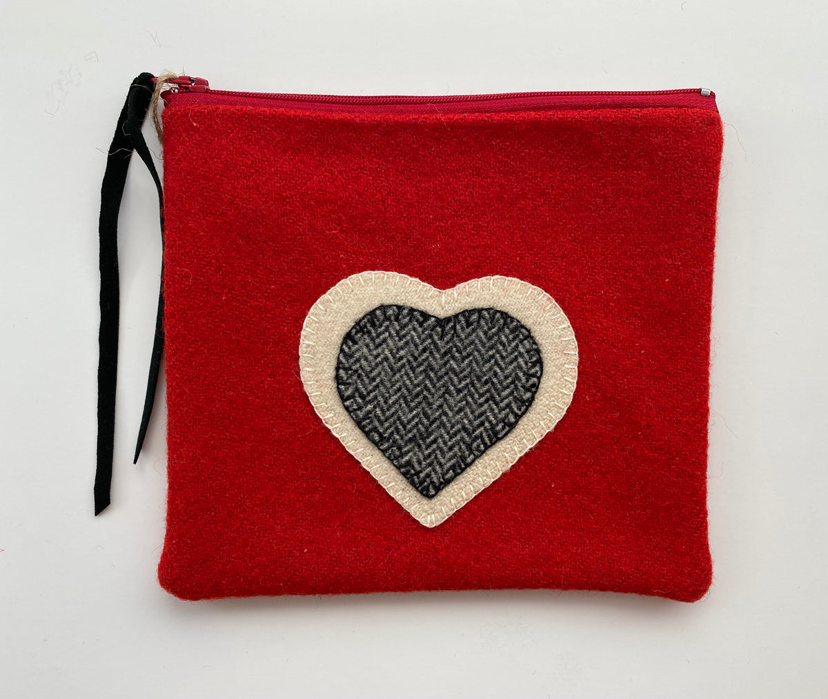 Red Pouch with Black & White Heart