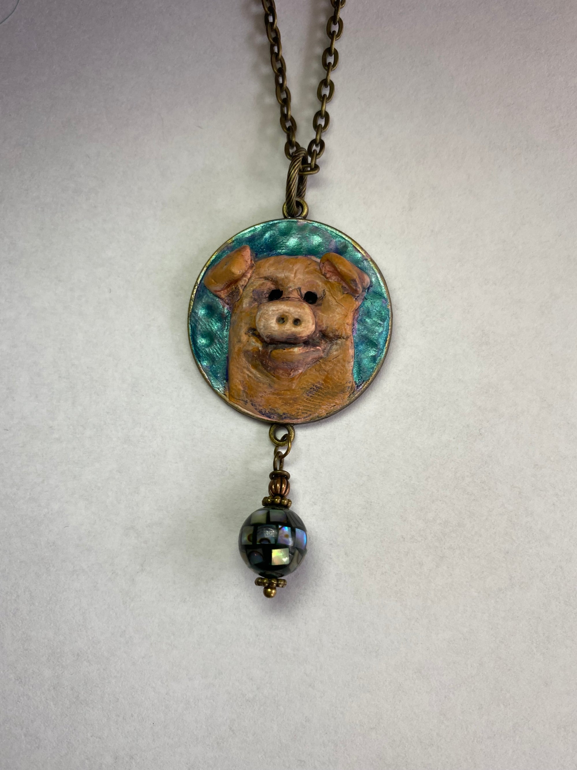 Necklace - Pink Pig with Bobble