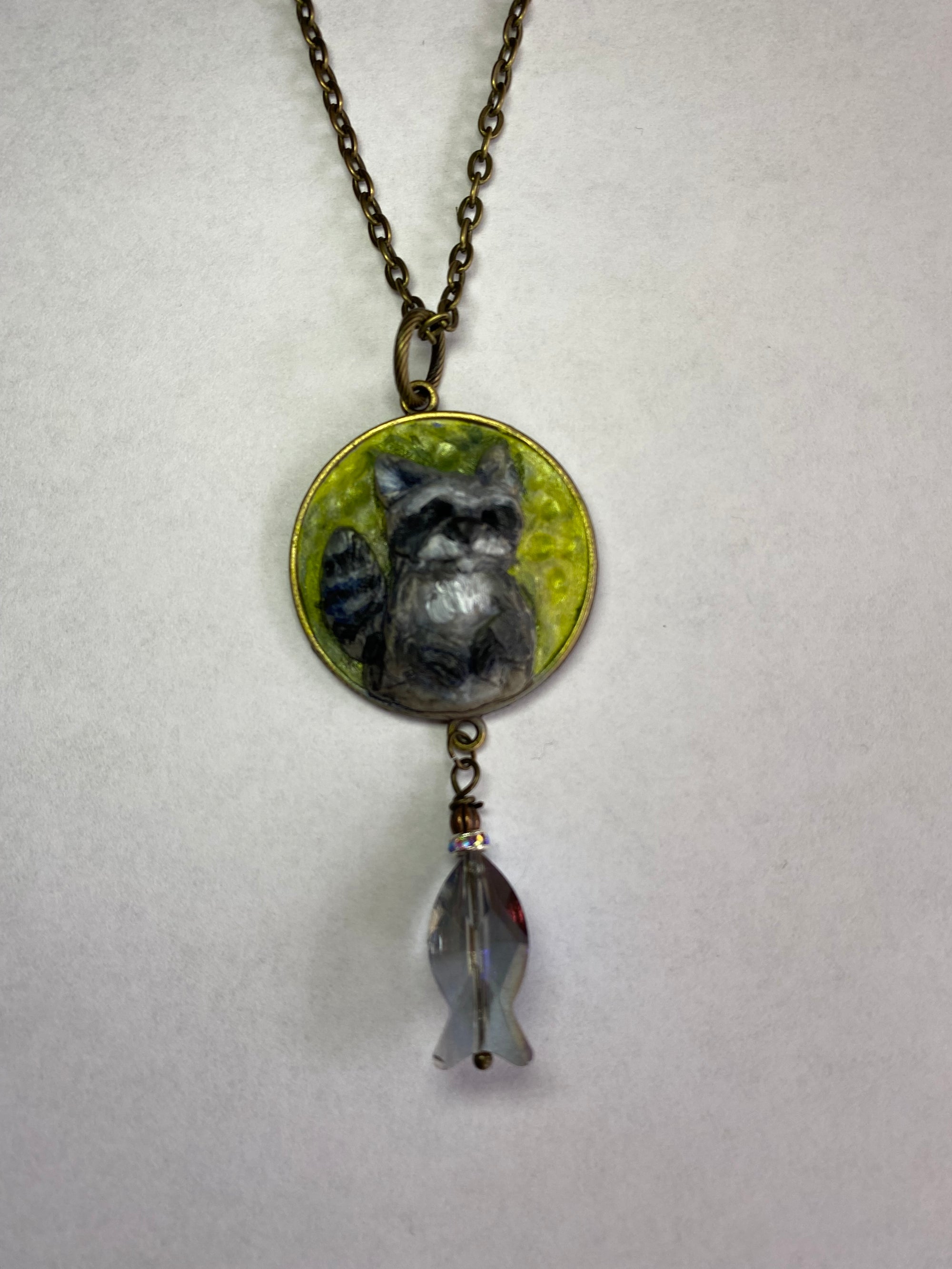 Necklace - Raccoon with Fish
