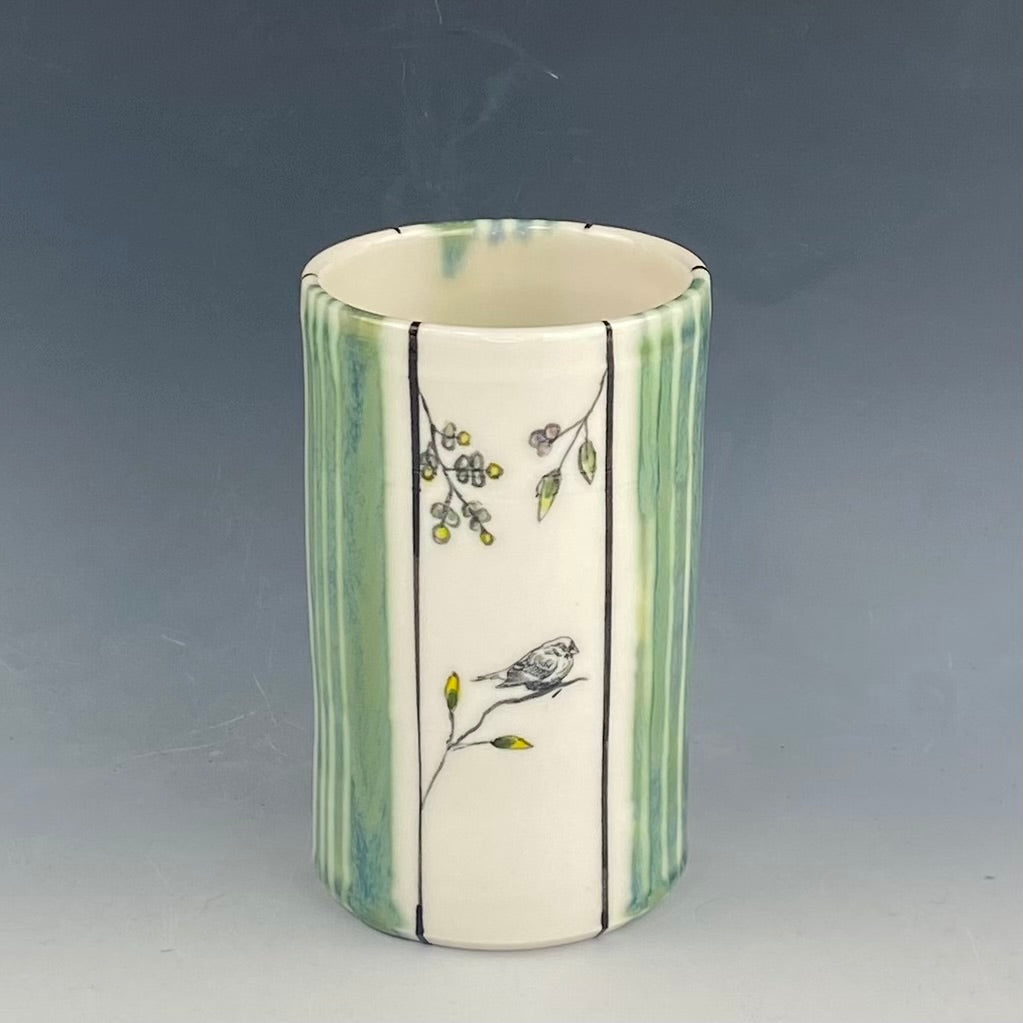 Green Striped Floral Tumbler 2