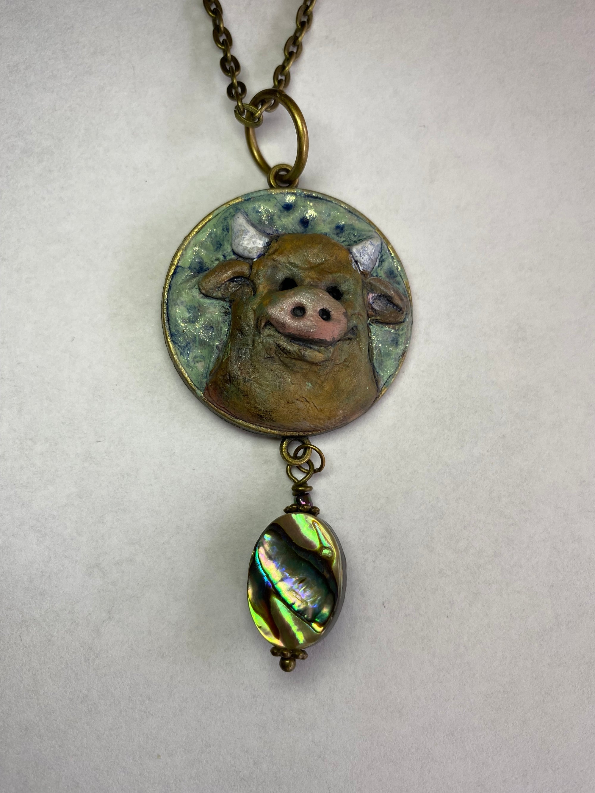 Necklace - Bull with Abalone